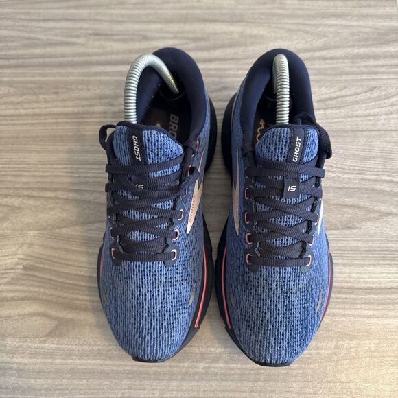 Brooks Ghost 15 Womens Size 8 Blue Pink Black Athletic Running Shoes Sneakers - Picture 4 of 11